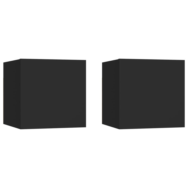 Drayden 30.5cm W Manufactured Wood Bedside Table, Black, Set of 2
