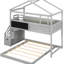 Lit superposé simple au-dessus d'un lit double gris avec capacité de rangement et escalier pratique-1092365973-1092365972
