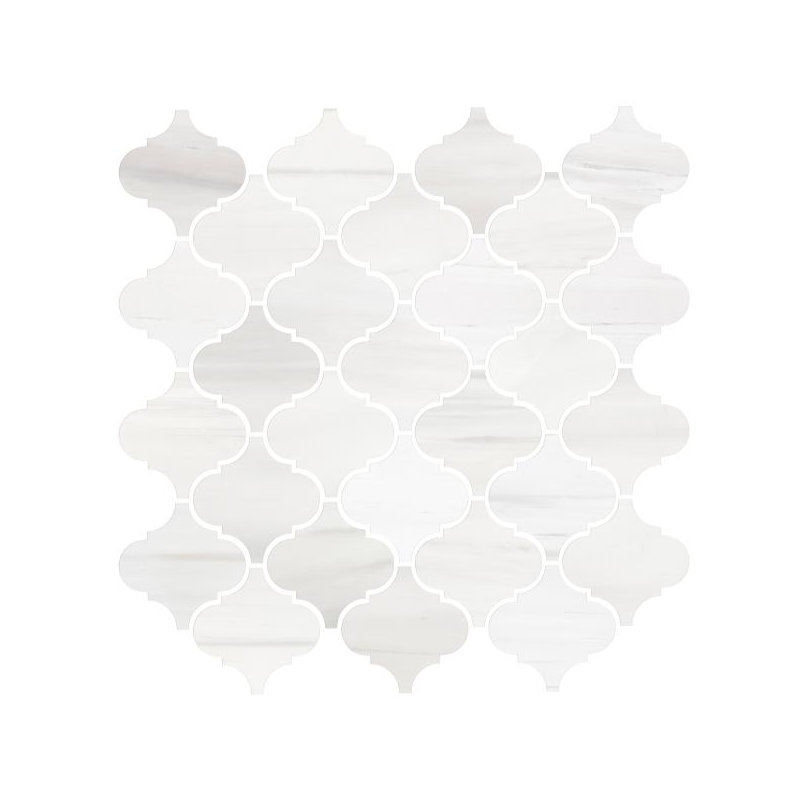 Bianco Dolomite 12" x 12" Marble Arabesque Mosaic Tile