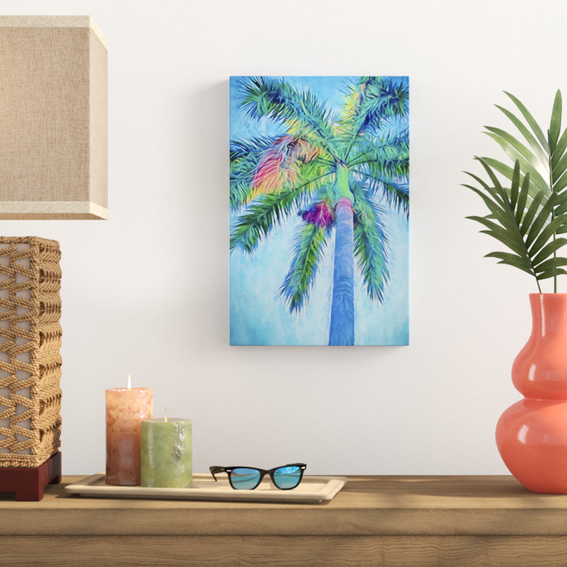 «Royal Palm Caribbean I», peinture sur toile, H 18 po x l 12 po, Toile tendue