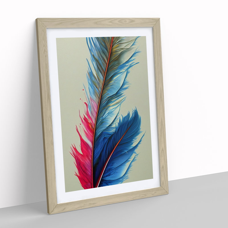 Unified Feathers - Single Picture Frame Painting, 46cm H x 34cm W x 2cm D, Oak
