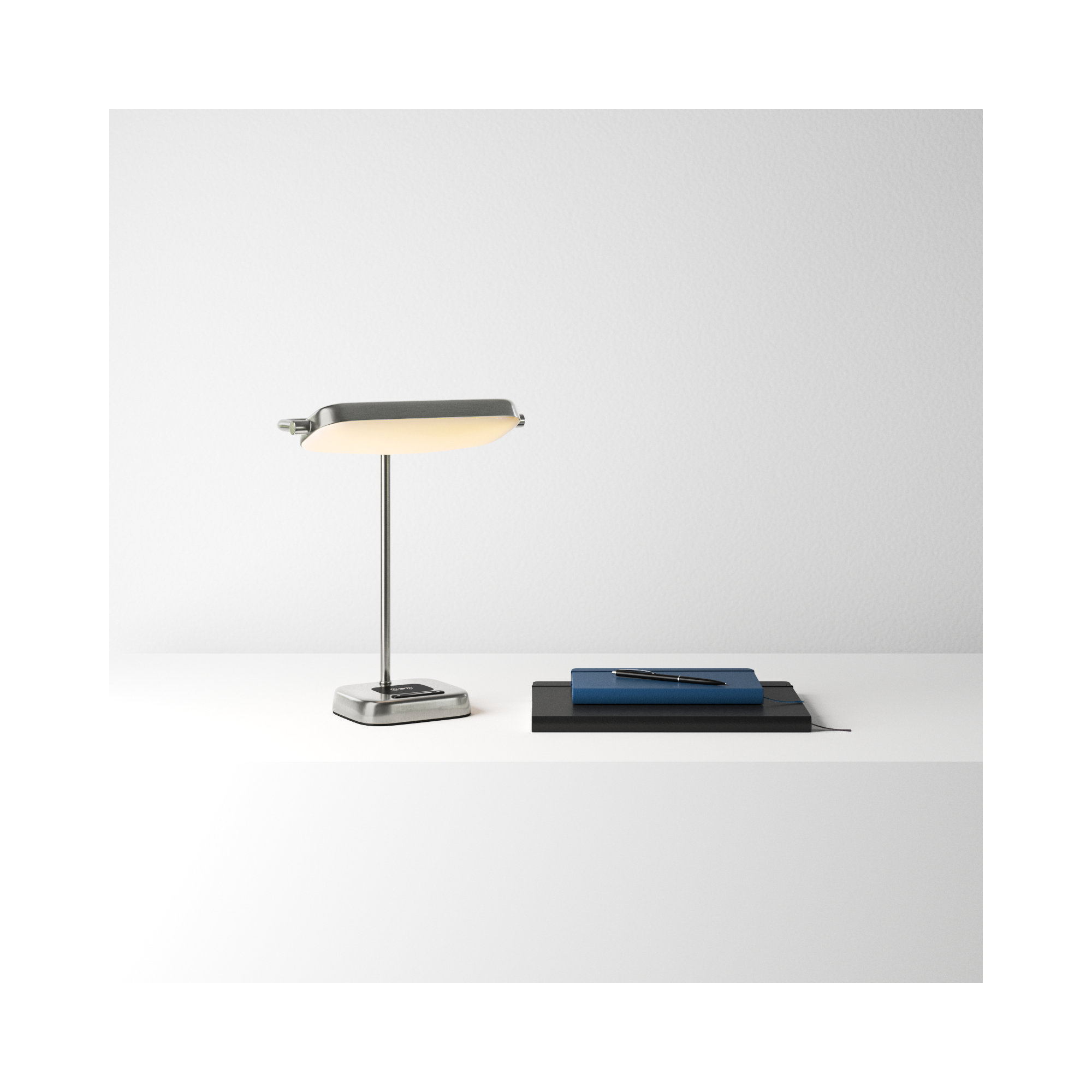 Metal USB Desk Lamp, Brushed Steel w. Frosted Diffuser, Brushed Steel