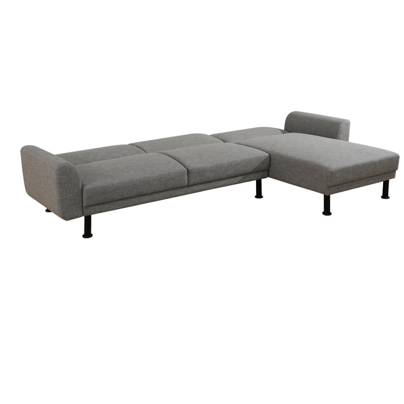 113" 2-Piece L-Shaped Convertible Sleeper Sectional, Gray Linen