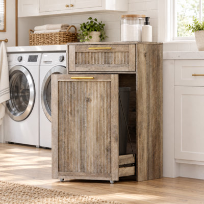 13-Gallon Pull-Out Trash Cabinet with Drawer