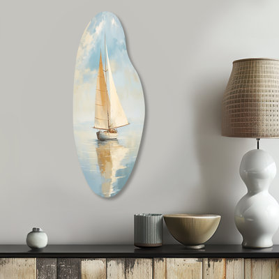 Alrita - Boat Sailing Curved Shape Assymterical Metal Wall Art