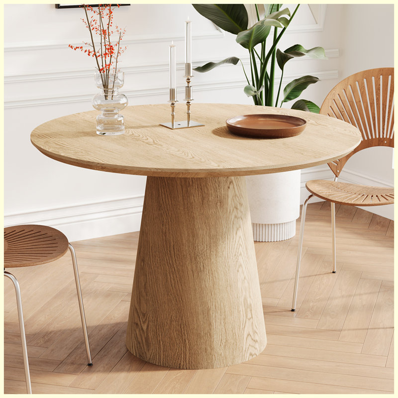 Modern Wooden circular dining table, Natural