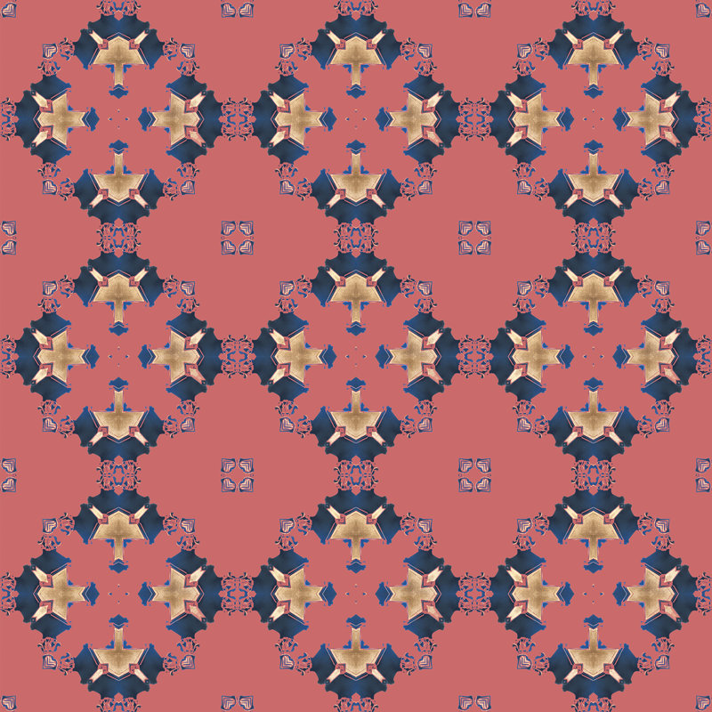 Eva | Diamond Pattern Wallpaper Double Roll, Beige/Pink/Navy/Blue