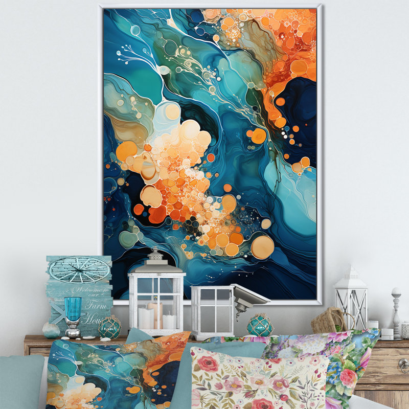 «Whimsical Lakes Rivers Waterscapes I», reproduction d'art mural, Cadre flottant blanc, H 32 po x l 24 po