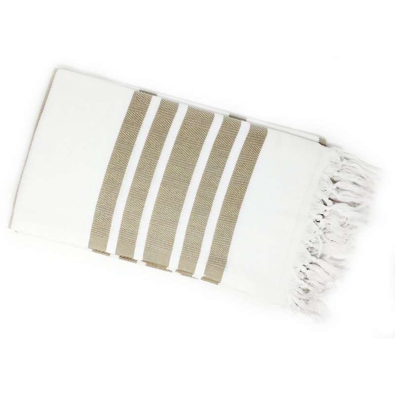 Serviette de plage 100% coton Luxury Pestemal Fouta, Beige