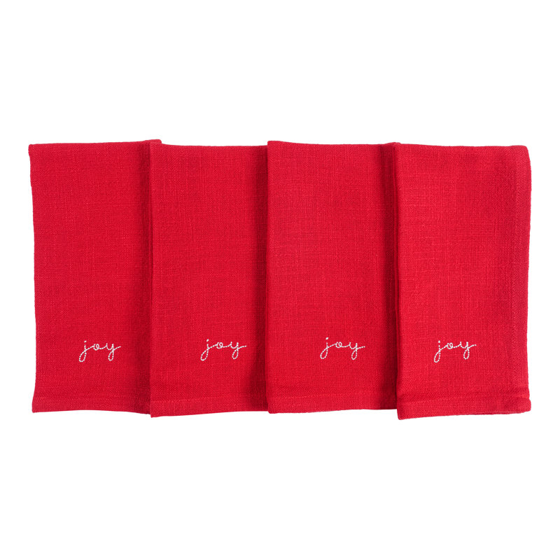 Serviettes Delevan, broderie rouge des fêtes Monaco