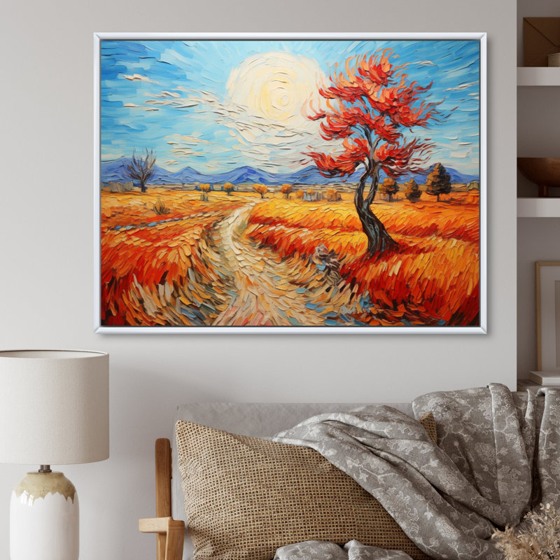 Vangogh Autumn Path III, encadré sur toile par Vincent Van Gogh, peinture, H 12 po x l 20 po x P 1 po, Cadre flottant blanc