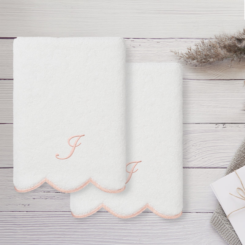  Ensemble de serviettes 100% coton turque ADORNIA, Ensemble de 2 essuie-mains, I, Blanc / Rose
