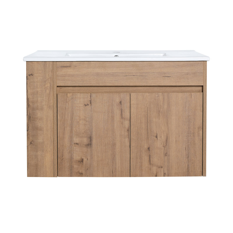 Meuble-lavabo de 30 pouces avec lavabo en céramique blanche et tablette réglable