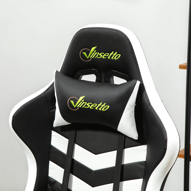 HOMCOM Adjustable Reclining Ergonomic Faux Leather Swiveling PC & Racing Game Chair in Grey, Black