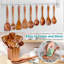 Cuillères en bois pour la cuisine, ensemble d'ustensiles de cuisine en bois d'acacia - 11 ustensiles de cuisine en bois avec support, support de cuillère, batterie de cuisine antiadhésive