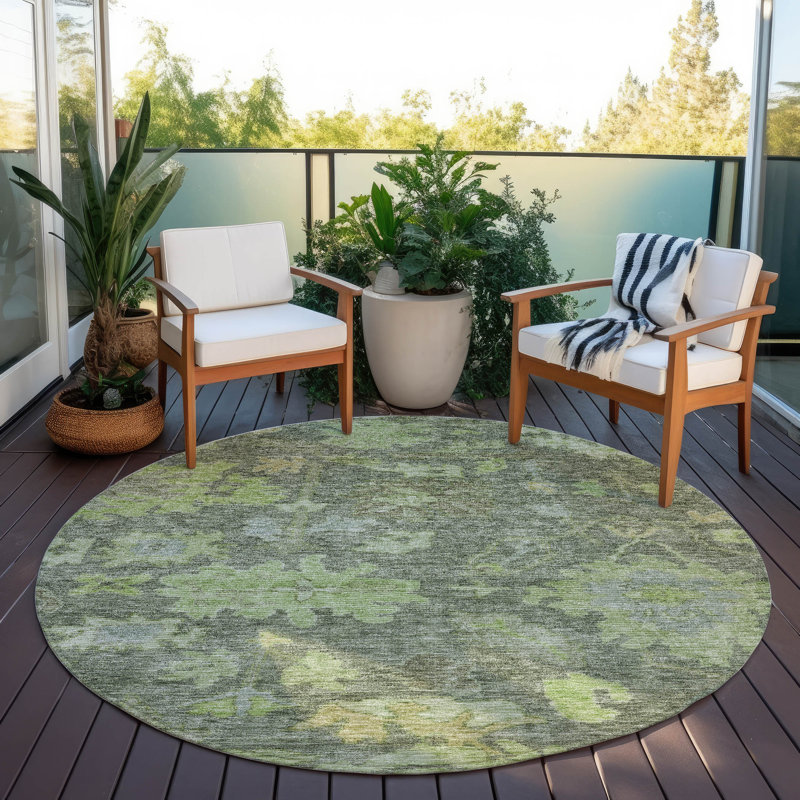 Tapis intérieur / extérieur vert Tirana , 8 pi x 8 pi