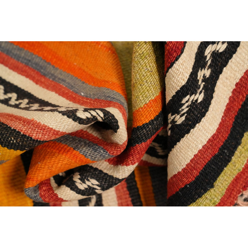 Tapis rayé en laine 5 x 11