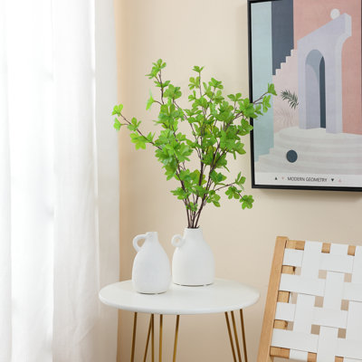 Ensemble de 2 vases modernes en céramique blanc moucheté avec poignées, vase décoratif en terre cuite mat