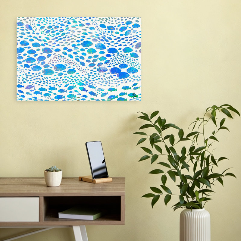 «Underwater Fish», impression abstraite sereine et paisible, océan, impression sur toile, 12" H x 18" W