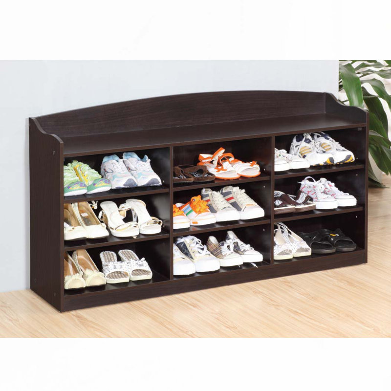 Shoe Rack with Nine Storage Shelves with Top Open Shelf