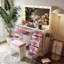 Bureau de coiffeuse avec tabouret rembourré, coiffeuse de maquillage avec 11 ampoules Hollywood, 3 modes d'éclairage couleur, luminosité réglable