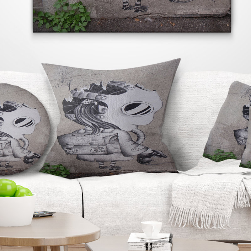 Coussin Street Art Rat Catcher, 16 po x 16 po, Carré
