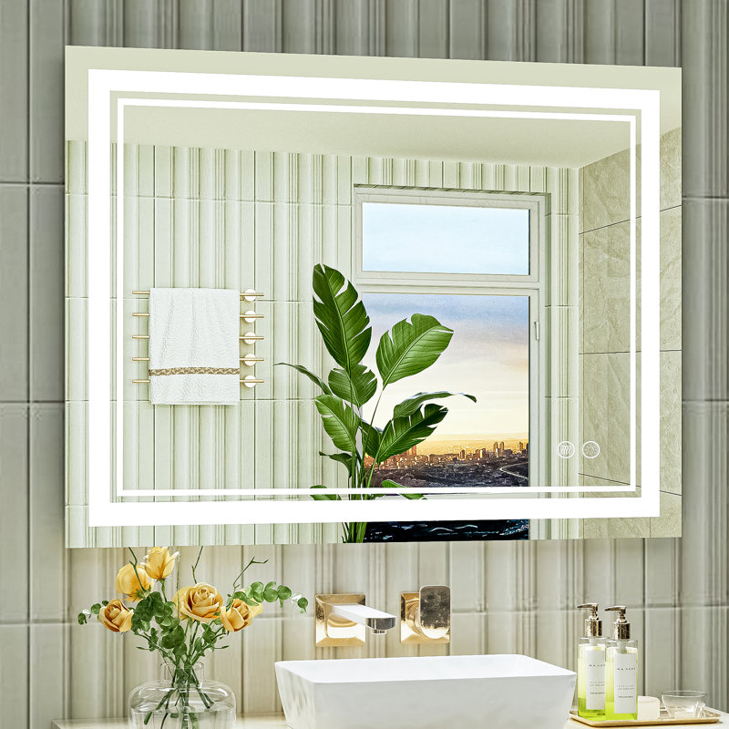 Jayce LED Vanity Mirror with Memory Function, 3 Color Temperatures & Dimmable Light, Anti-fog Tempered Glass ETL Listed Mirror