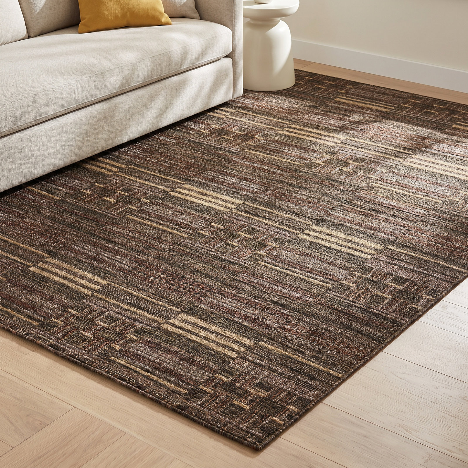 Altia Spice Tobacco Geometric Outdoor Rug, Rectangle 7'10" x 10'