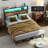 Bed Frame with 2-Tier Storage Headboard, Platform Bed with LED Lights and Charging Station, Underbed Storage Space-521524702-534777982