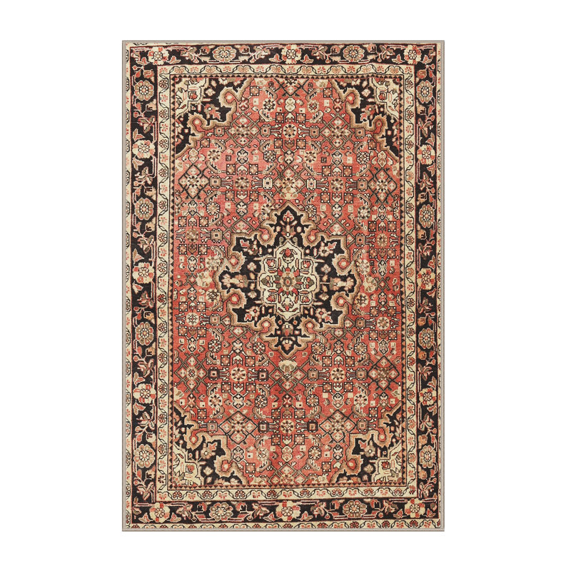 Tapis beige/gris/rouge traditionnel, Rectangle 2 pi x 4 pi