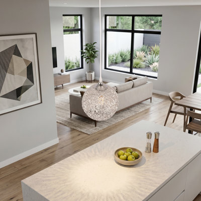 Luminaire suspendu en forme de globe en fil d'argent 1 lumière, finition chromée pour îlot de cuisine