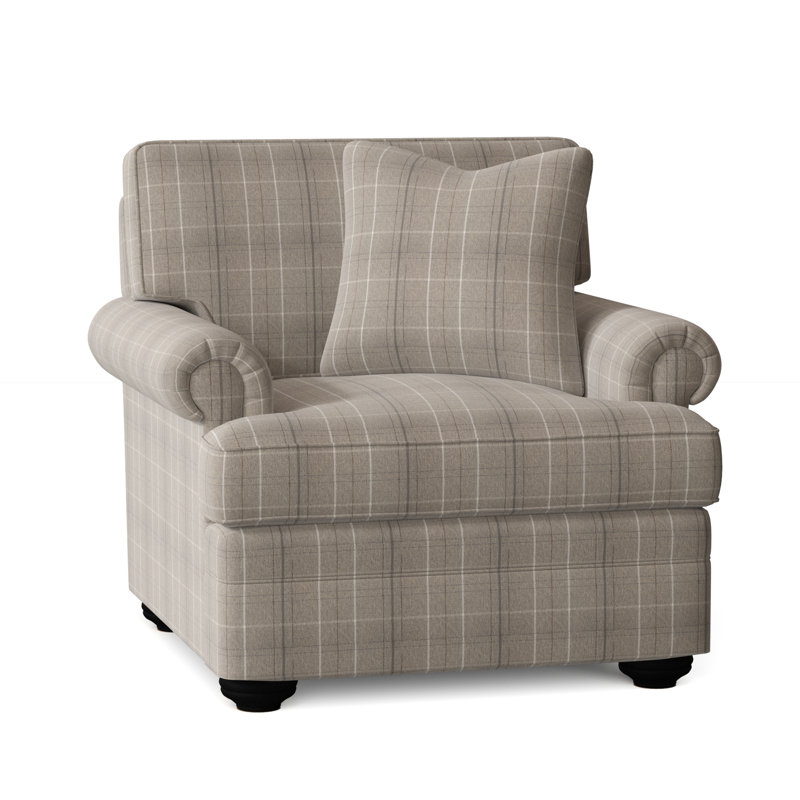 Kensington Armchair, Taupe Plaid; 0126-73, Black Finish
