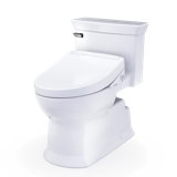 TOTO® WASHLET®+ Soirée® Elongated 1.28 GPF Universal Height Toilet with S5 Bidet Seat, Cotton White - MW9643446CEFG#01