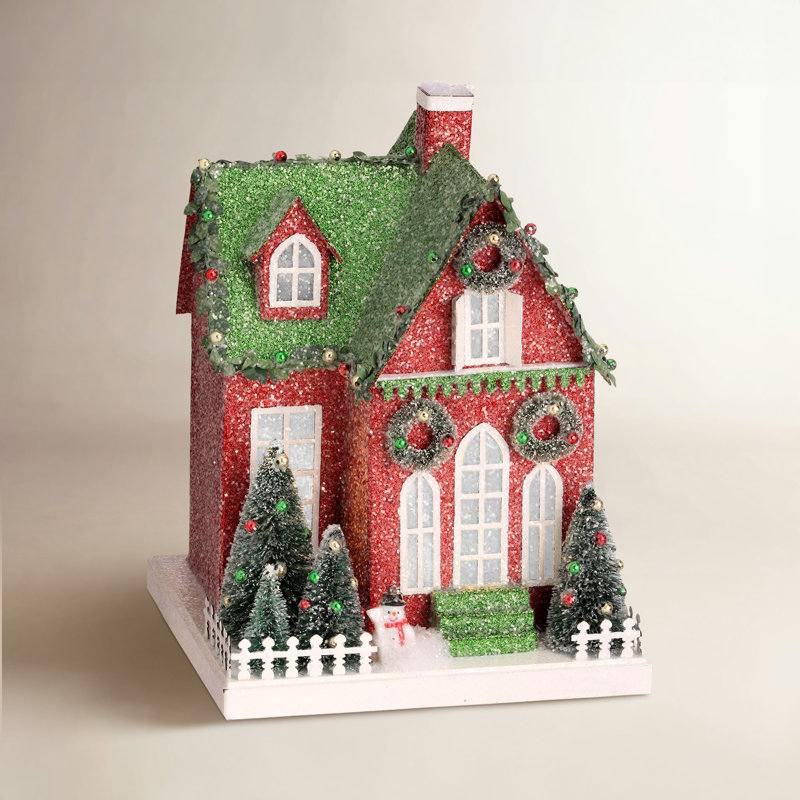 Maison de village en carton 10,5 "à DEL