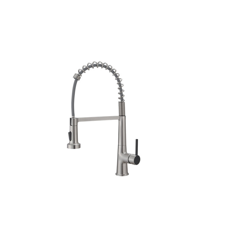 Fapully Pull Down Kitchen Faucet, Brushed Nickel/Black