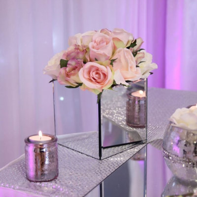 12-PCS Waterproof Mirrored Cube Vases with Non-Slip Base Modern Contemporary Glam Stylish