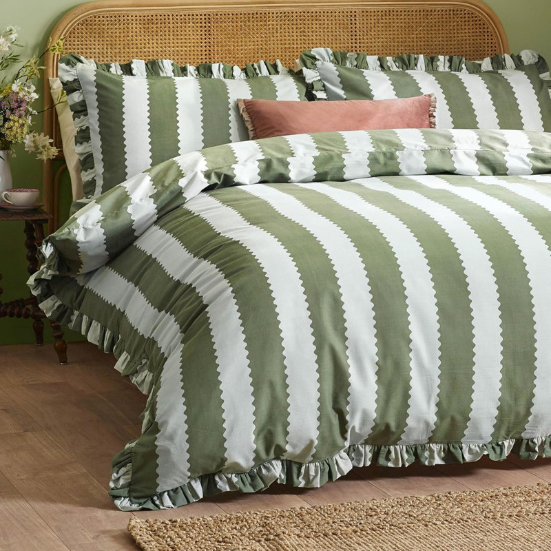 Cotton Blend Striped Duvet Cover Set