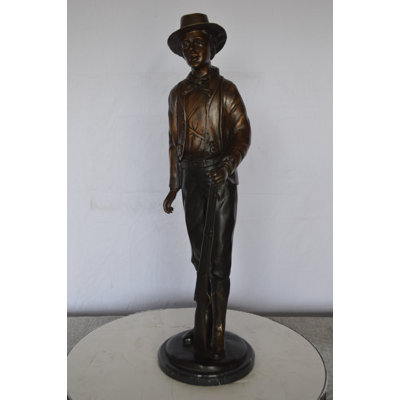 Gahanna Texas Jack Bronze Statue Mounted on a Marble Base -  Size: 11"L x 9"W x 31"H.