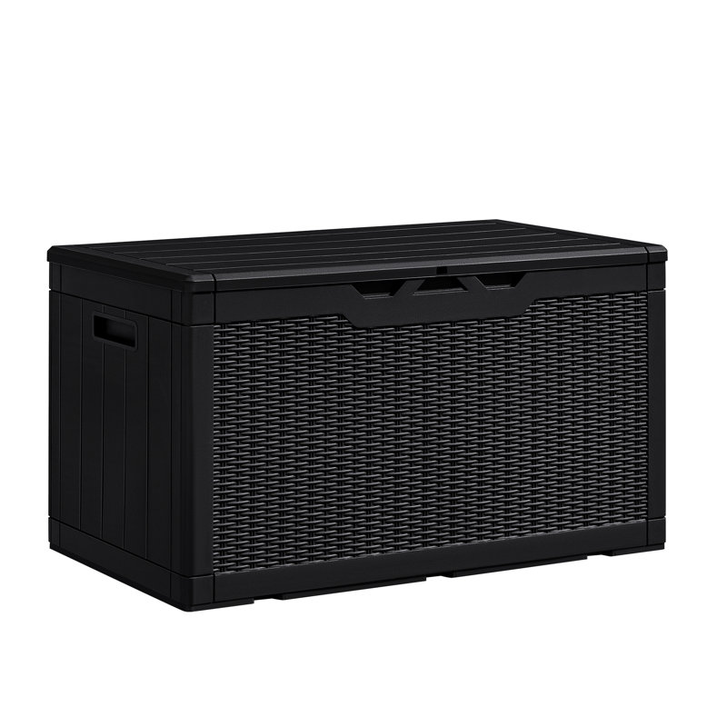 GUNJI 100 Gallons Water Resistant Resin Lockable Deck Box, Black