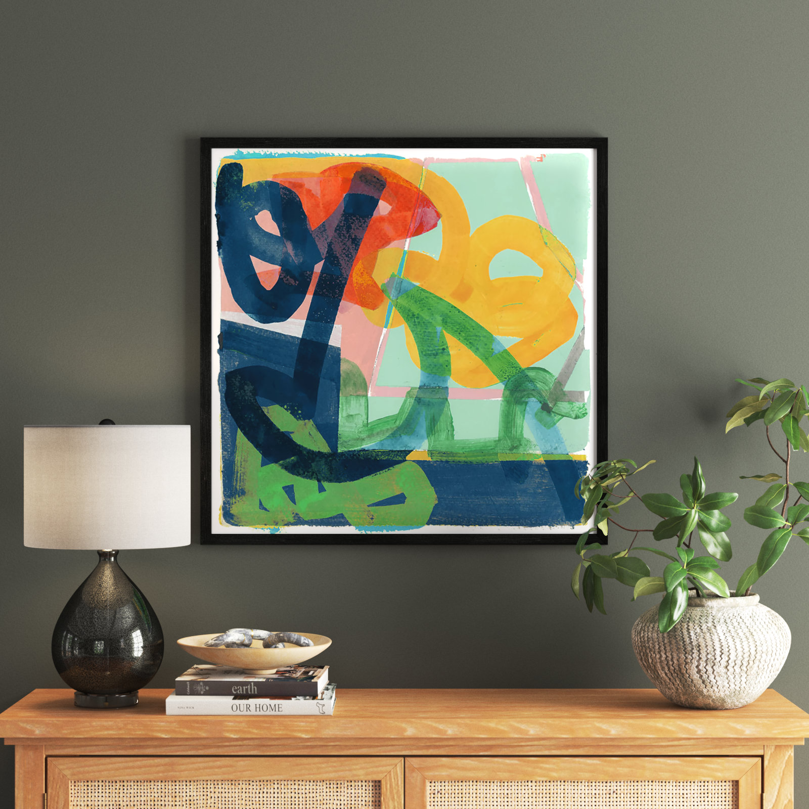 Link by Cartissi - Picture Frame Painting, 32" H x 32" W x 0.75" D, Black Framed