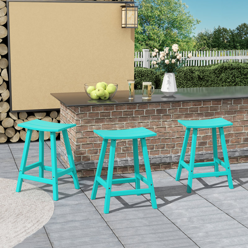 Tabouret d'extérieur Laguna, Tabouret de comptoir (siège d'une hauteur de 24 p, Turquoise