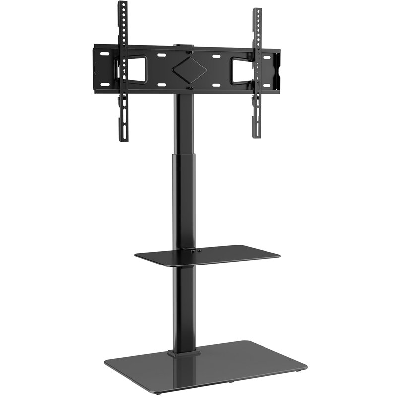 Meuble télé pivotant de 32 à 65 pouces, réglable en hauteur avec base en verre trempé, amélioré, organisation des câbles, installation rapide, montage en acier, réglable en hauteur, convient pour