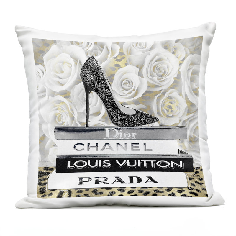 Glam Heel on Roses Design by Madeline Blake Outdoor Printed Pillow