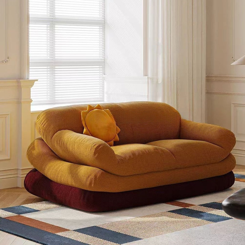 Cloud Dopamine Straight Sofa, Yellow, 2, 27.56” H x 78.74” W x 40.16” D