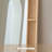 Medieval-Style Solid Wood Arched Rattan Full-Length Mirror-248165494