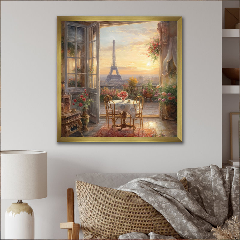 «Beautiful Eiffel Tower In Paris II», reproduction d'art sur toile encadrée Paris, Cadre photo unique, H 30 po x l 30 po