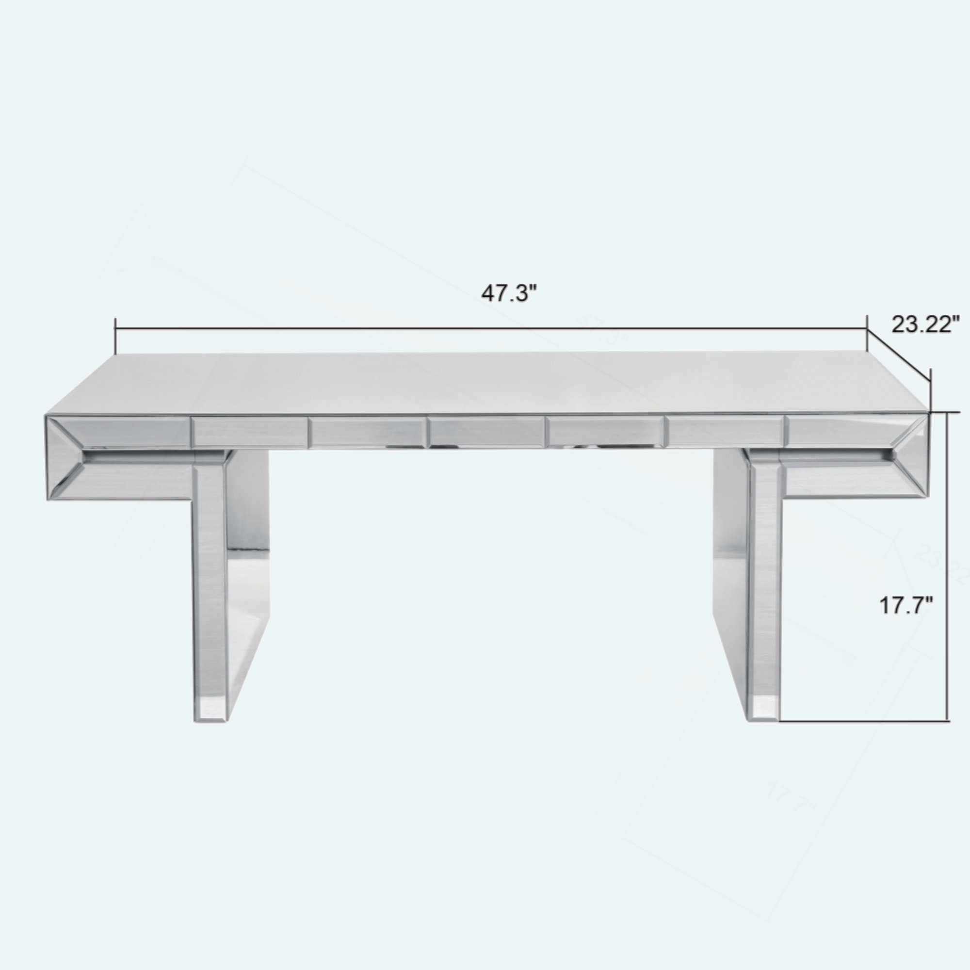 Latitude Run® 47 Inches Luxury Rectangular Mirror Coffee Table With ...