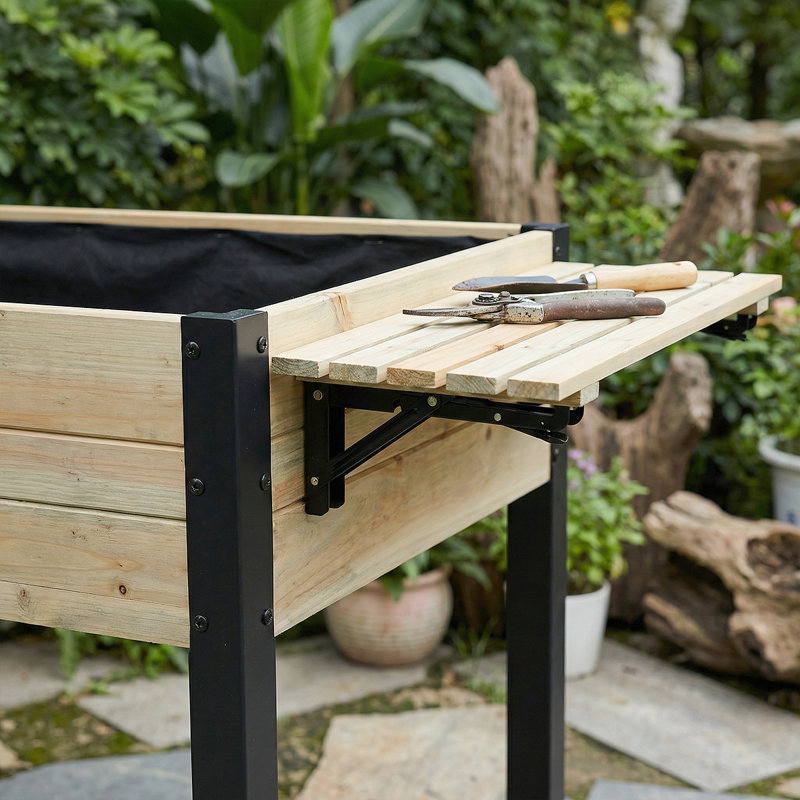 Modular Raised Planter With Integrated Tool Racks - Durable Flower And Vegetable Box, 29.5" H x 62.5" W x 23.6" D