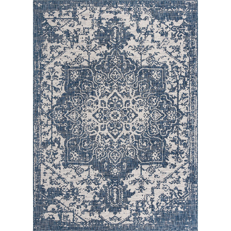 Tapis d'extérieur de couleur turquoise, Rectangle 7 pi x 10 pi