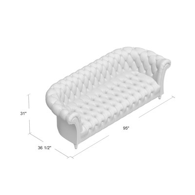 Canapé Chesterfield à accoudoirs roulés